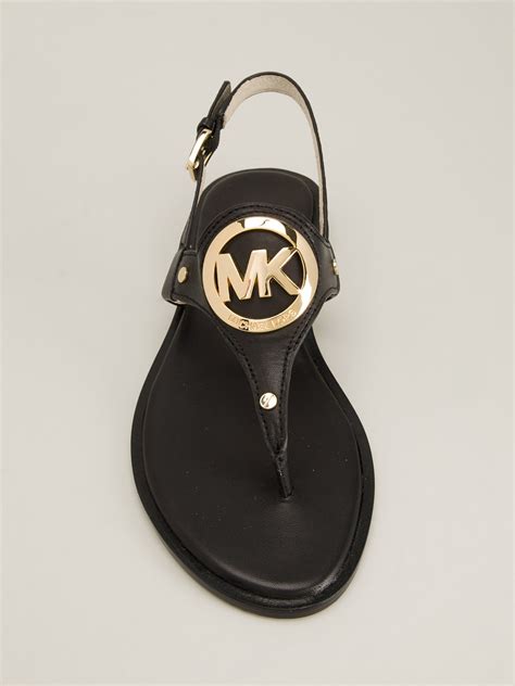 Michael michael kors 'aubrey' Flat Sandals in Black | Lyst