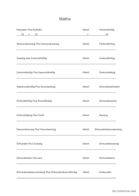 Mathe/ Zahlenlesen allgemeine…: English ESL worksheets pdf & doc