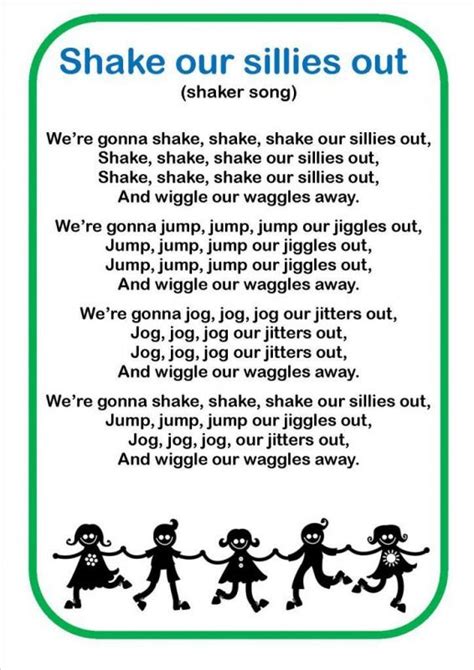 Image result for shake my sillies out song words #preschool #preschool #songs | Kindergarten ...