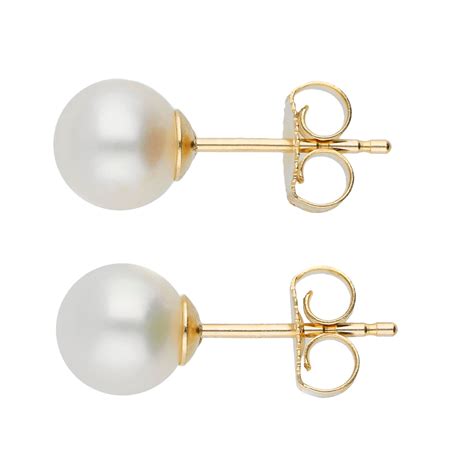 9ct Yellow Gold 6mm Freshwater Pearl Earrings | Buy Online | Free ...