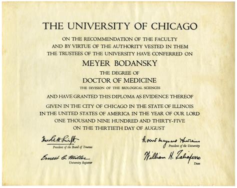 [Meyer Bodansky's Doctorate of Medicine Diploma from the University of Chicago] - The Portal to ...