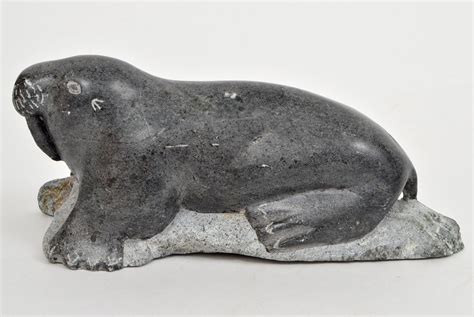 Lot - Eskimo Art Inuit Soapstone Carving Of Walrus