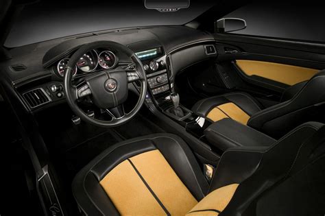 Cadillac CTS V Coupe Interior with adjustable seat yellow and black interior seats and door ...