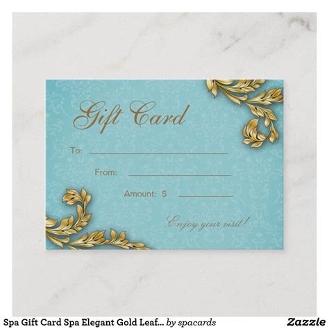 Spa Gift Card Spa Elegant Gold Leaf Blue | Zazzle.com | Spa gift card, Salon gift card, Spa gifts