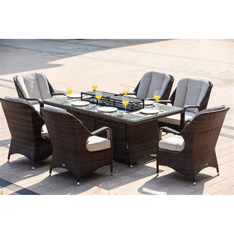 Direct Wicker 6 Seat Rectangular Gas Fire Pit Dining Table(TABLE ONLY) - Walmart.com - Walmart.com