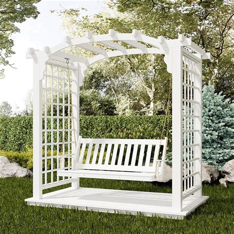 Just In! White Arbor With Hanging Swing – The Porch Swing Company