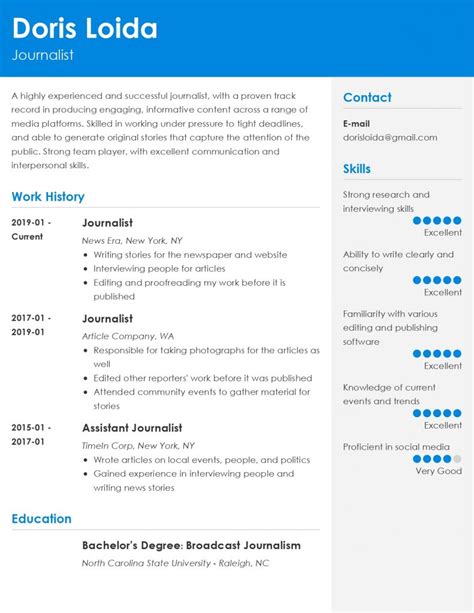 Journalist Resume Examples