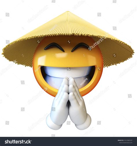 Asian Emoji Conical Straw Hat Isolated Stock Illustration 1012589107 | Shutterstock