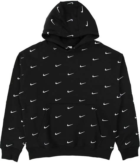 Nike All Over Swoosh Logo Hoodie Black - FW19