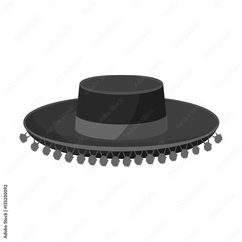 Traditional spanish hat icon in monochrome style isolated on white ...