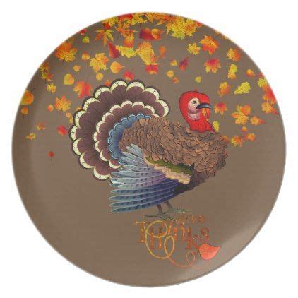 a decorative plate with a turkey on it's front and back sides ...