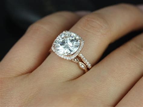 Cushion Cut Engagement Rings and Wedding Band - YouTube