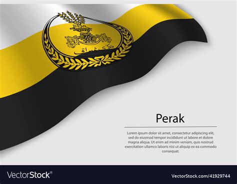 Wave flag of perak is a region of malaysia Vector Image