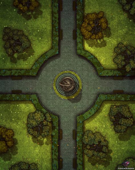 Royal Garden Crossroads - D&D Map for Roll20 And Tabletop - Dice Grimorium