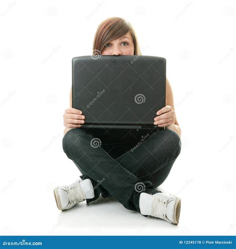 Girl Working on Her Laptop. Stock Photo - Image of learning, look: 12245178