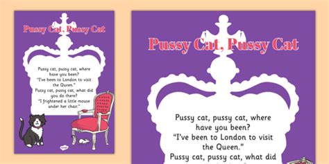 Pussy Cat Pussy Cat Nursery Rhyme Poster