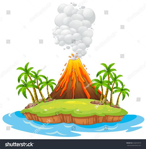 Cartoon Volcano With A Face