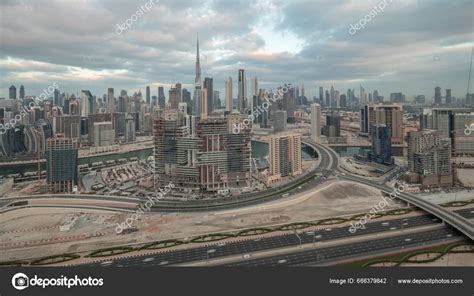 Panoramic Skyline Dubai Business Bay Downtown District Night Day ...