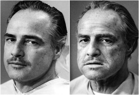 Marlon Brando Before and After Getting His Make Up Done To Be Don Vito ...