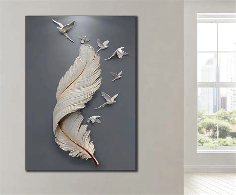 White Feather Wall Art Pigeon Art Print Bird Canvas - Etsy