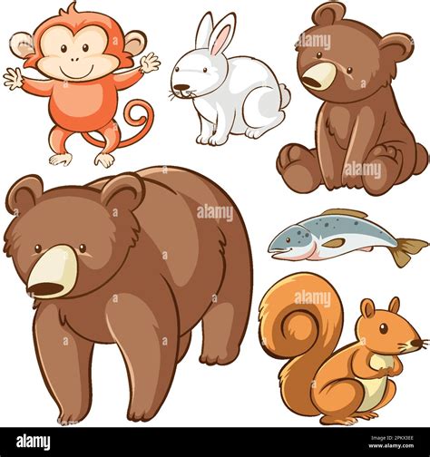Set of simple animals cartoon character illustration Stock Vector Image & Art - Alamy