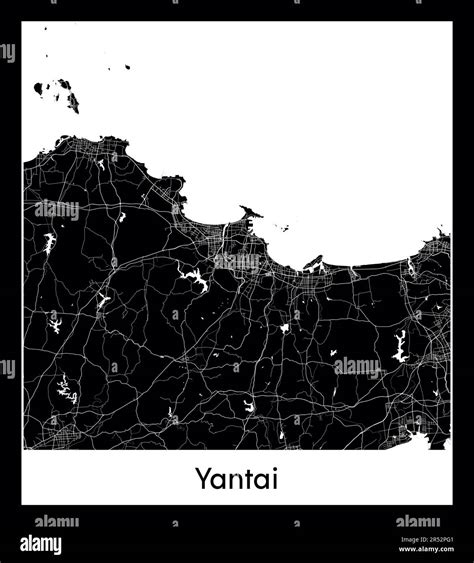 Minimal city map of Yantai (China Asia)Minimal city map of Yantai ...