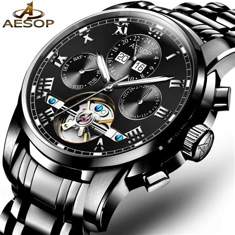 AESOP Watch Men Reloj Luxury Automatic Mechanical Wristwatch Shockproof Waterproof Hollow Male ...