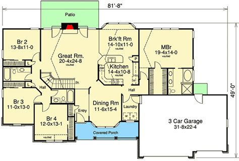 Split Bedroom Country Ranch Home Plan - 57143HA | Architectural Designs ...