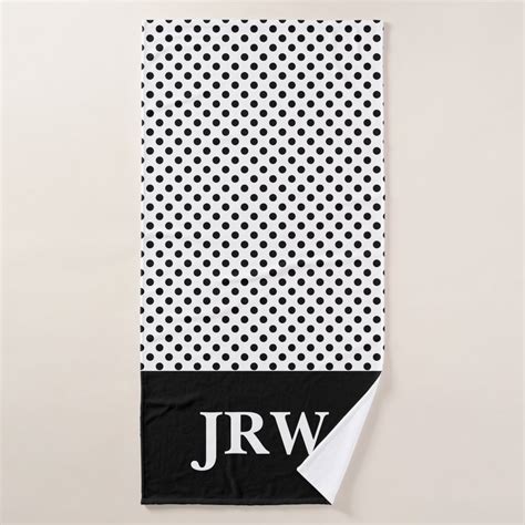 Custom Monogram Black and White Bath Towel Set | Zazzle