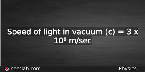 What is the speed of light in vacuum - NEETLab