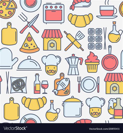 Restaurant concept seamless pattern Royalty Free Vector