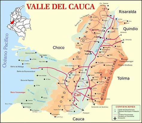 Valle del Cauca road map - Full size