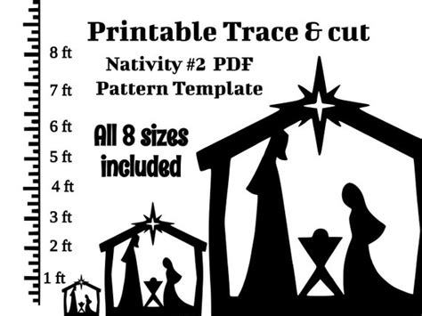 3ft 4ft 5ft 6ft 7ft 8ft Nativity Scene PDF Template printable - Etsy