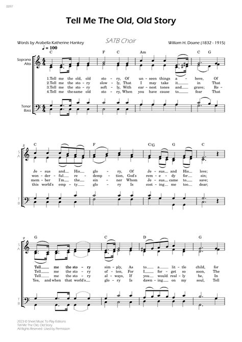 Tell Me The Old, Old Story - SATB Choir - W/Chords (arr. César Madeira ...