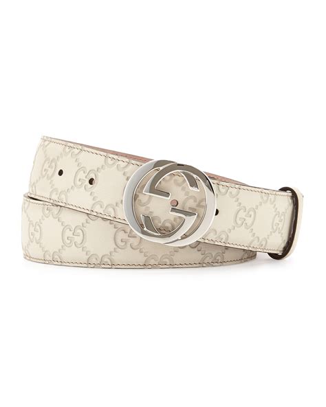 Lyst - Gucci Interlocking G-buckle Leather Belt in White