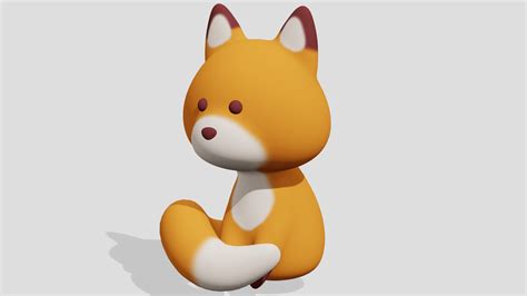 3D Cute Fox Sitting - TurboSquid 2094210