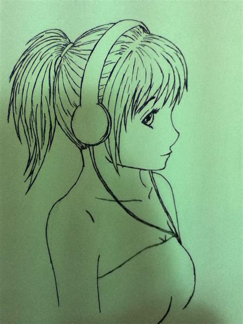 Girl With Headphones Drawing at GetDrawings | Free download