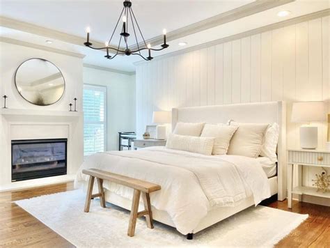 White Vertical Shiplap Bedroom Accent Wall - Soul & Lane