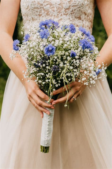 Rustic Relaxed Cornflower Blue Barn Wedding | Blue wedding flowers ...