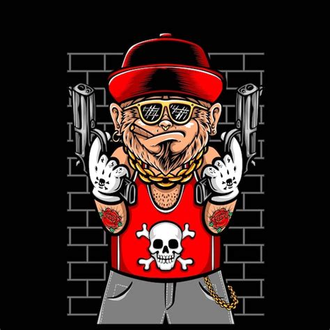 Premium Vector | Ape gangster holding gun vector