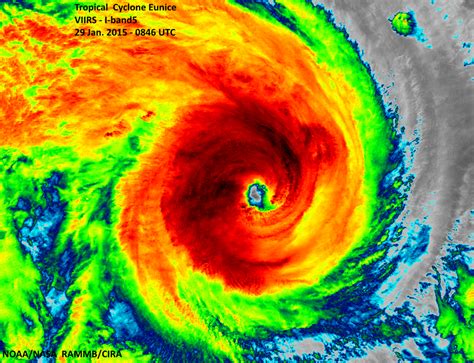 Incredible infrared image of tropical cyclone #eunice in indian ocean from suomi npp #satellite ...