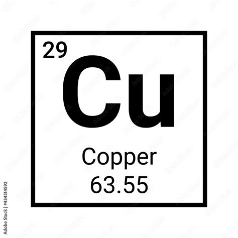 Copper symbol periodic table element. Cu chemistry copper chart vector sign 素材庫向量圖 | Adobe Stock