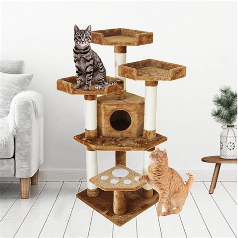 Plush Cat Tree Condo with 3 Beds & 5 Scratching Posts