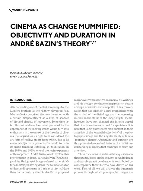 (PDF) Cinema as Change Mummified: Objectivity and Duration in André ...