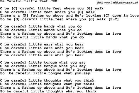 Christian Childrens Song: Be Careful Little Feet Lyrics and Chords