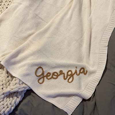 Personalized Hand Embroidered Knit Baby Blanket // Custom Name Swaddle ...