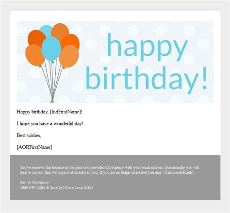 Happy Birthday Corporate Email Template | PDF Template