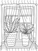 Premium Vector  window With Houseplants coloring Page Cute sketch template