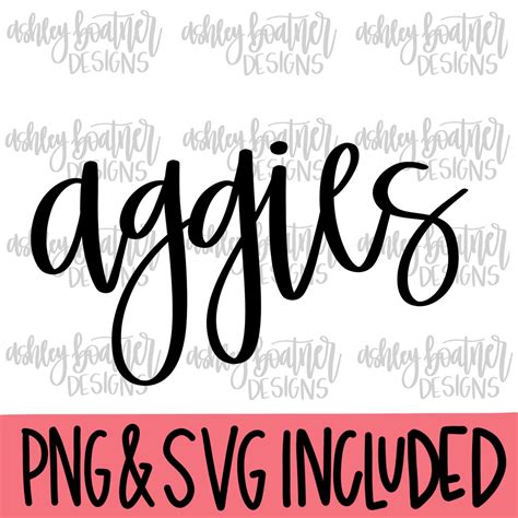 Aggies Mascot Hand Lettered Design PNG SVG Football Mascot SVG Digital ...