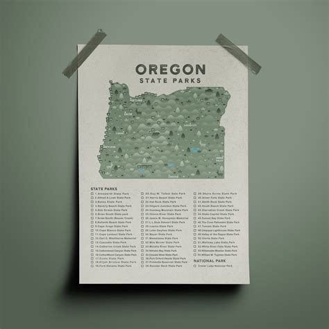 Oregon State Park Map - Etsy Australia